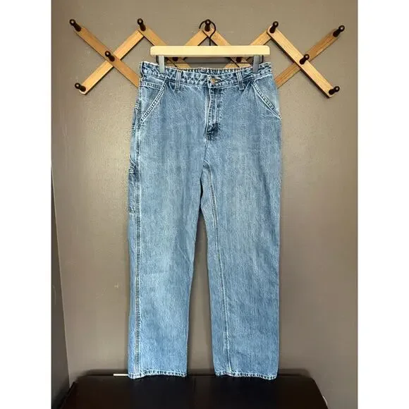 Vintage Carhartt Carpenter Jeans Light Wash Straight Leg Workwear Utility Pants - Picture 1 of 5